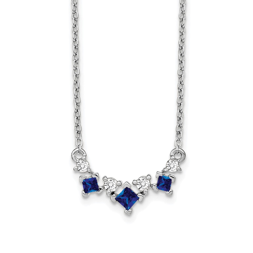 14k white gold sapphire and real diamond 18 inch necklace pm7178 sa 012 wa