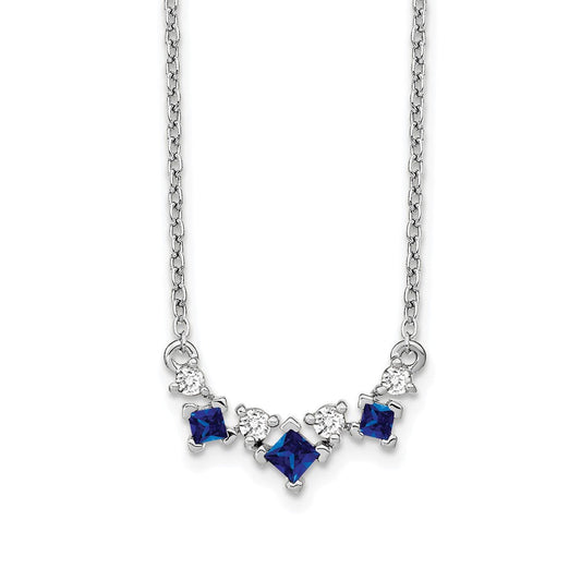 14k white gold sapphire and real diamond 18 inch necklace pm7178 sa 012 wa
