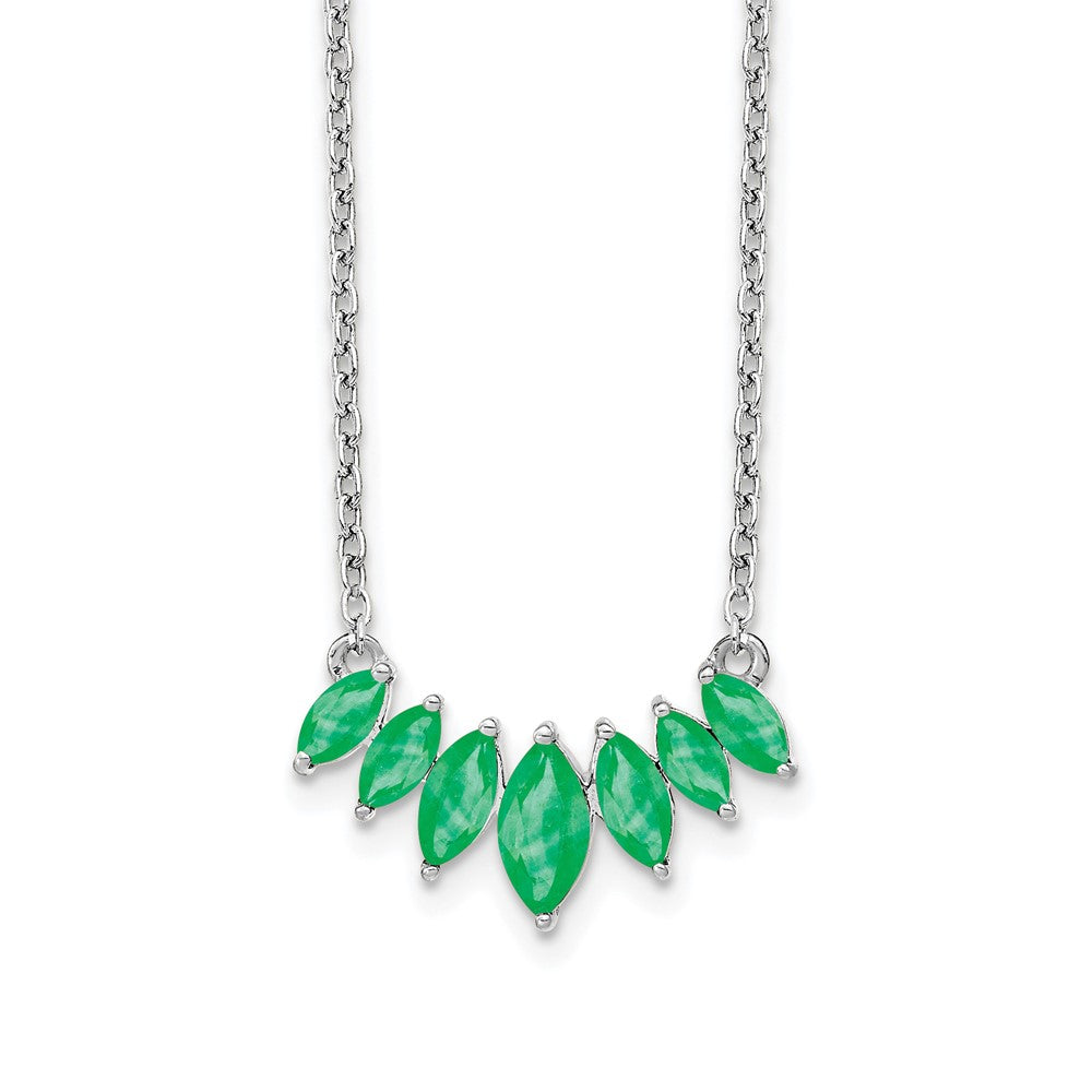 14k white gold marquise emerald 18 inch necklace pm7179 em w