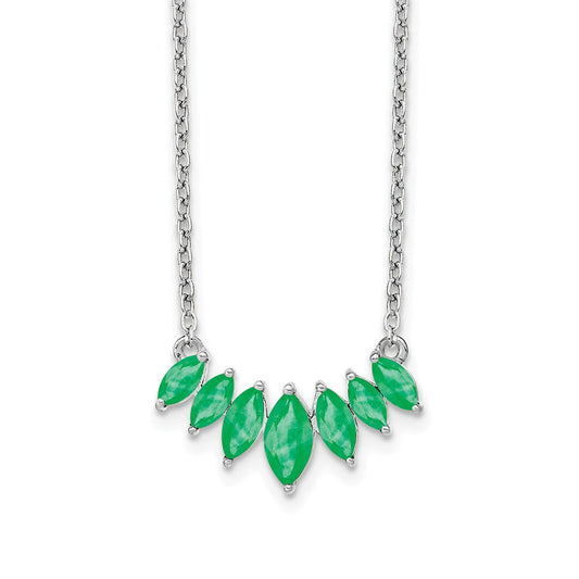 14k white gold marquise emerald 18 inch necklace pm7179 em w