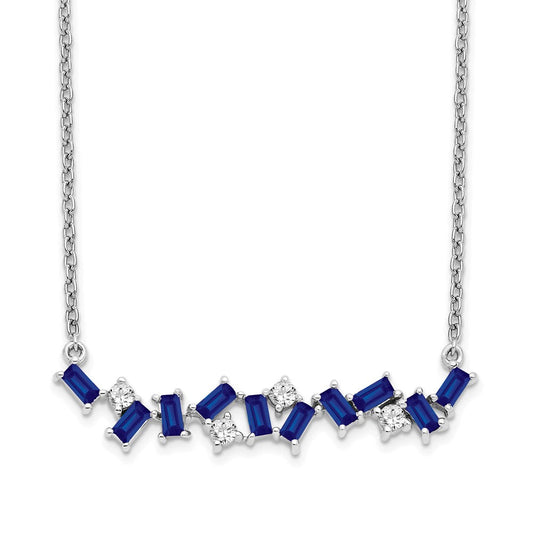 14k white gold sapphire and real diamond 18 in bar necklace pm7180 sa 012 wa