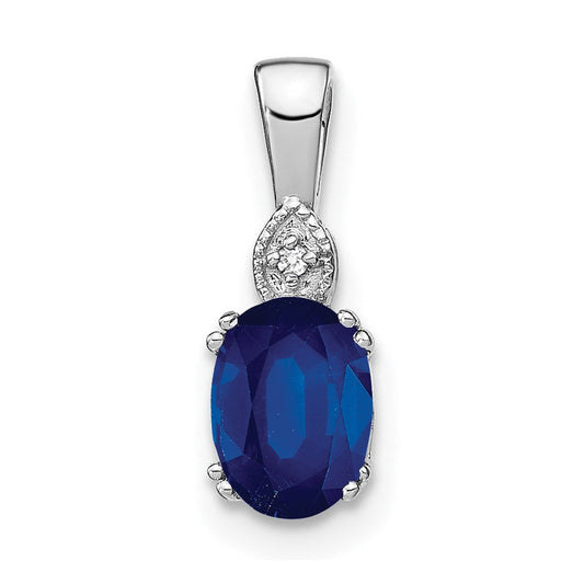 14k white gold oval sapphire and real diamond pendant pm7185 sa 001 wa