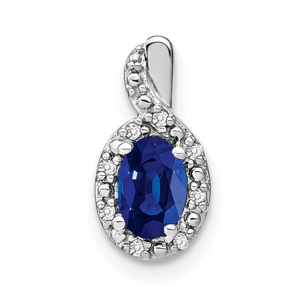 14k white gold oval sapphire and real diamond halo pendant pm7188 sa 004 wa
