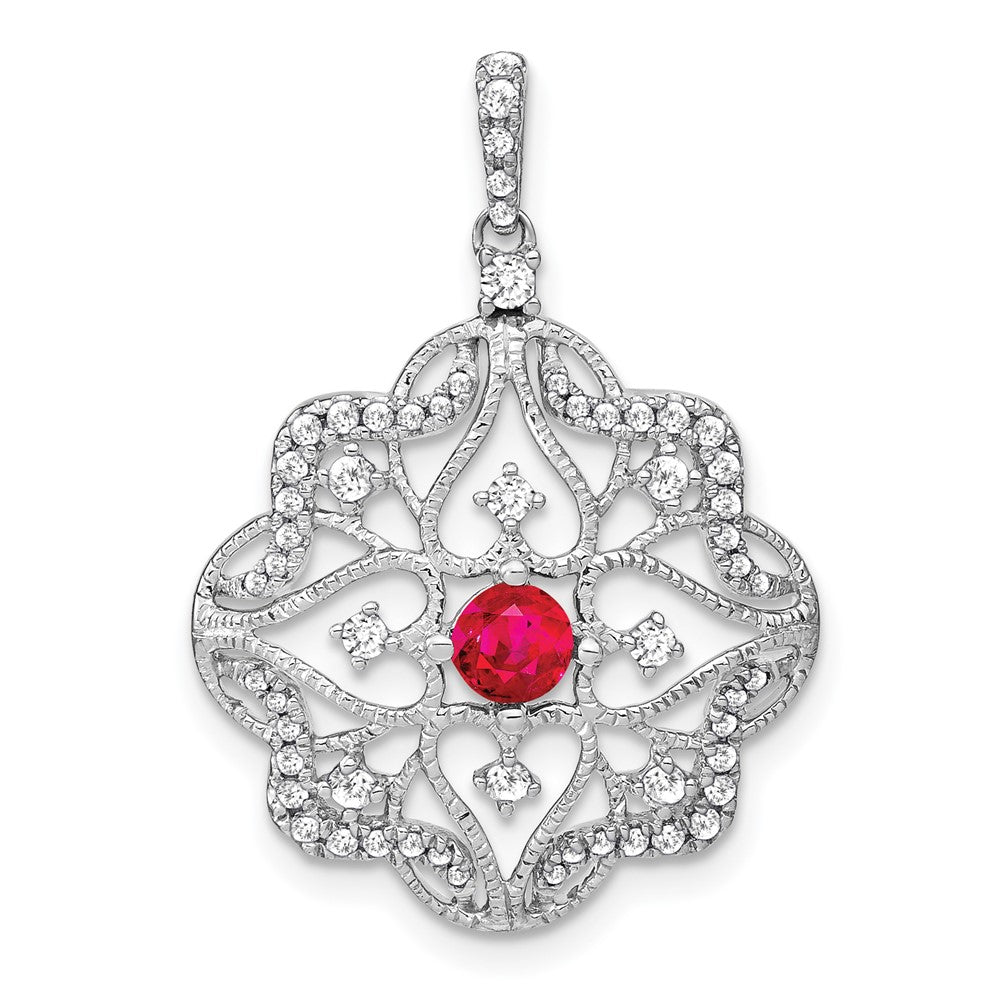 14k white gold ruby and real diamond pendant pm7198 ru 038 wa