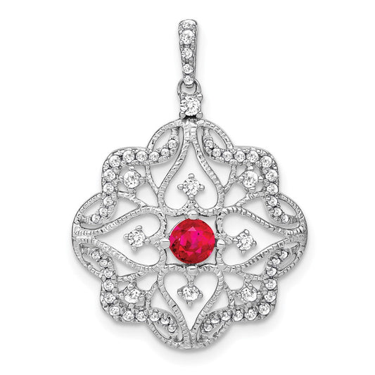 14k white gold ruby and real diamond pendant pm7198 ru 038 wa