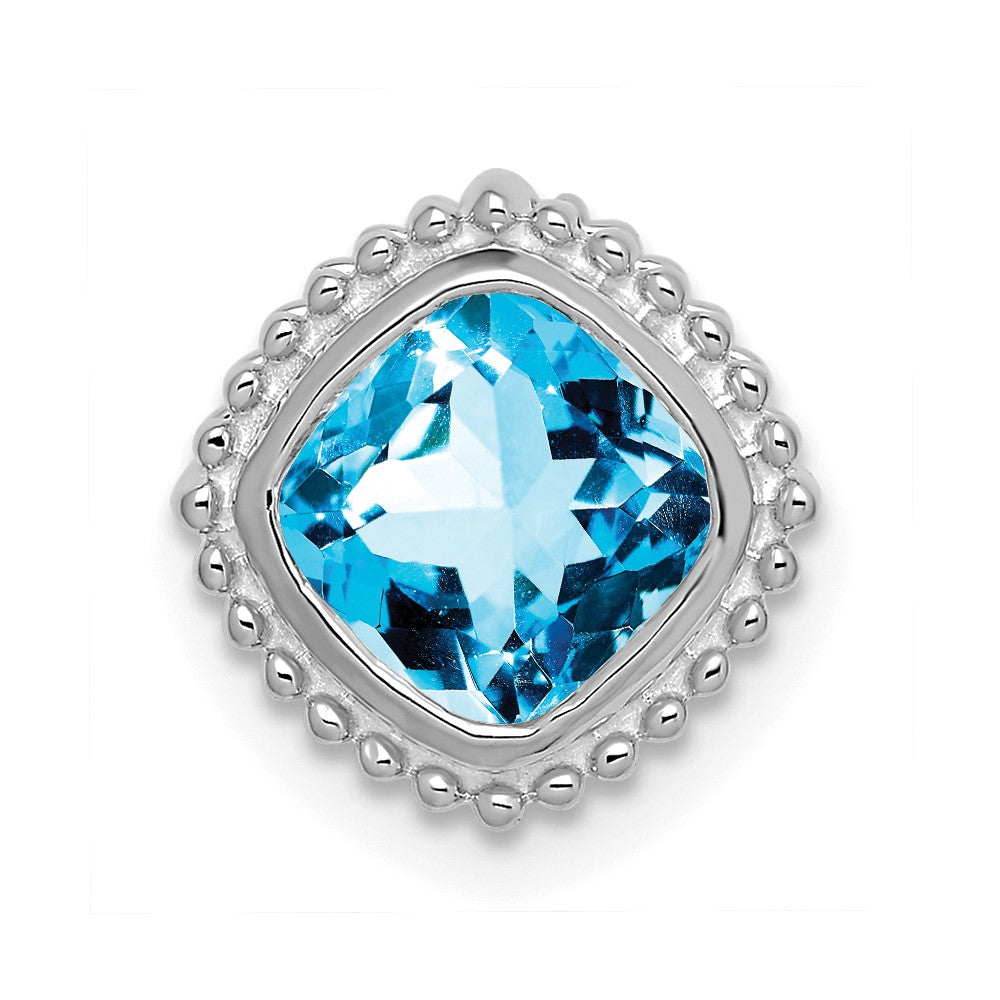 14k white gold cushion blue topaz chain slide pm7201 bt w