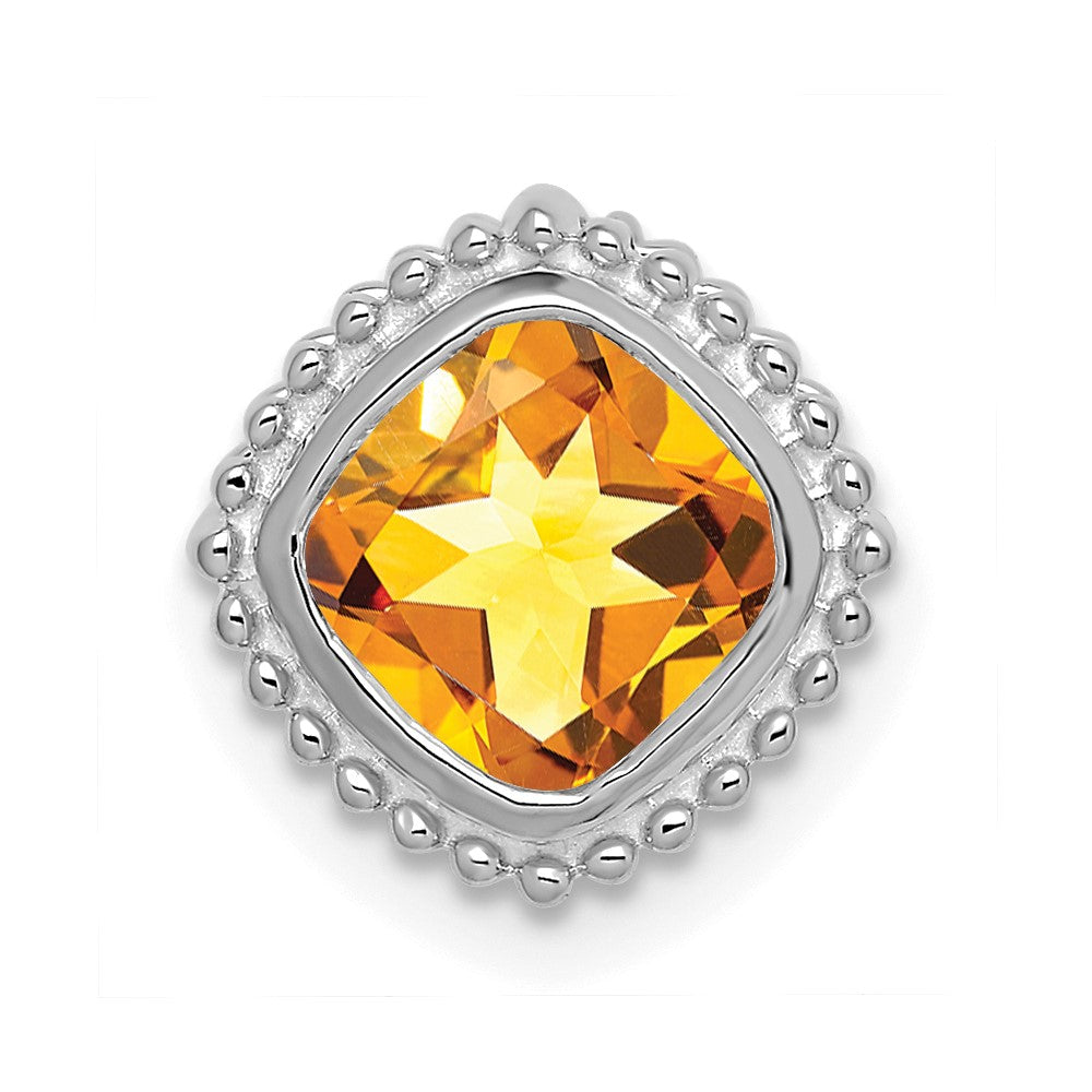 14k white gold cushion citrine chain slide pm7201 ci w