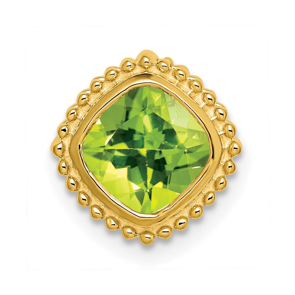 14k yellow gold cushion peridot chain slide pm7201 pe y