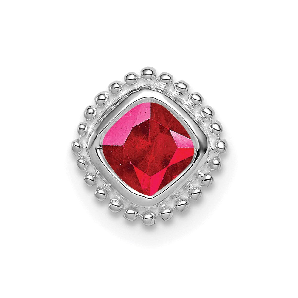 14k white gold cushion ruby chain slide pm7201 ru w