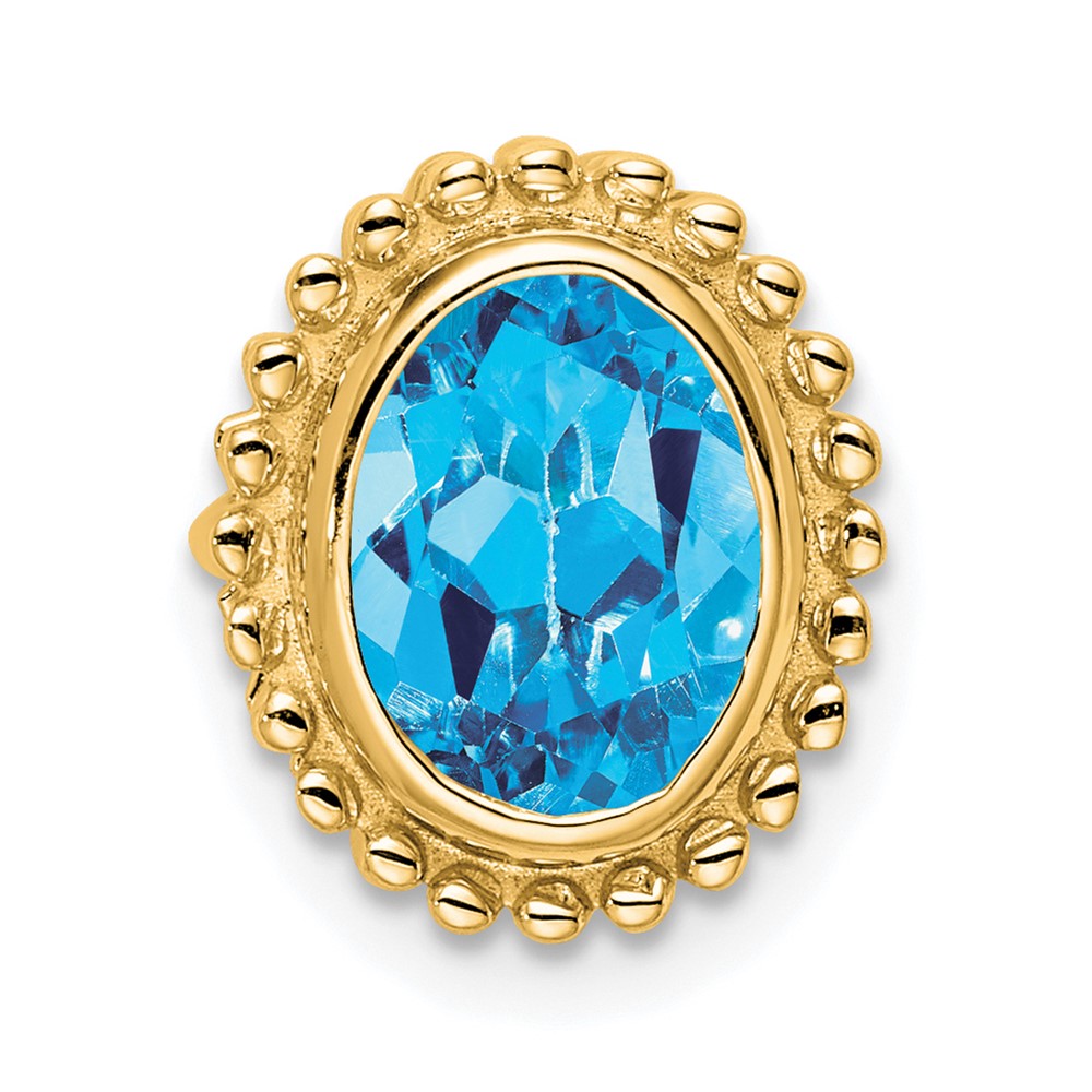 14k yellow gold oval blue topaz chain slide pm7202 bt y