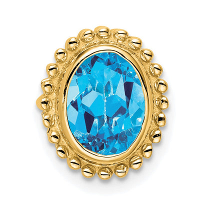 14k yellow gold oval blue topaz chain slide pm7202 bt y