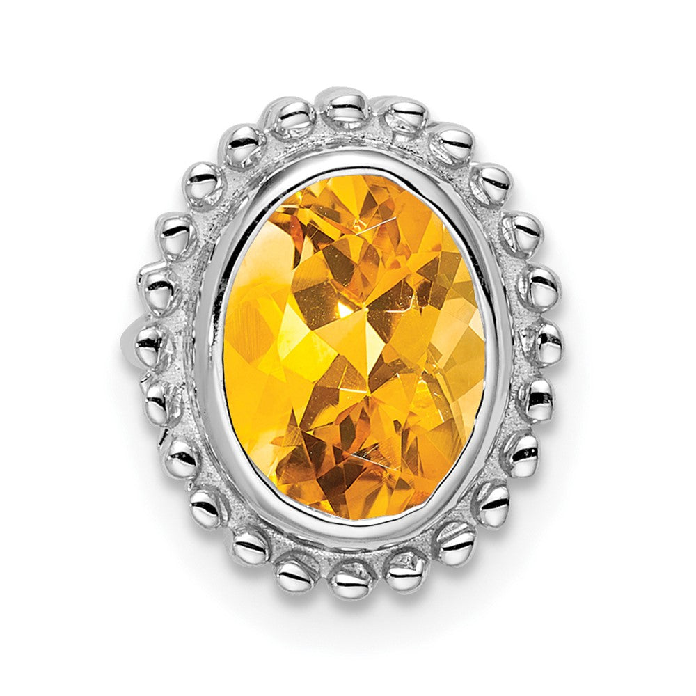 10k white gold oval citrine chain slide pm7202 ci 1w