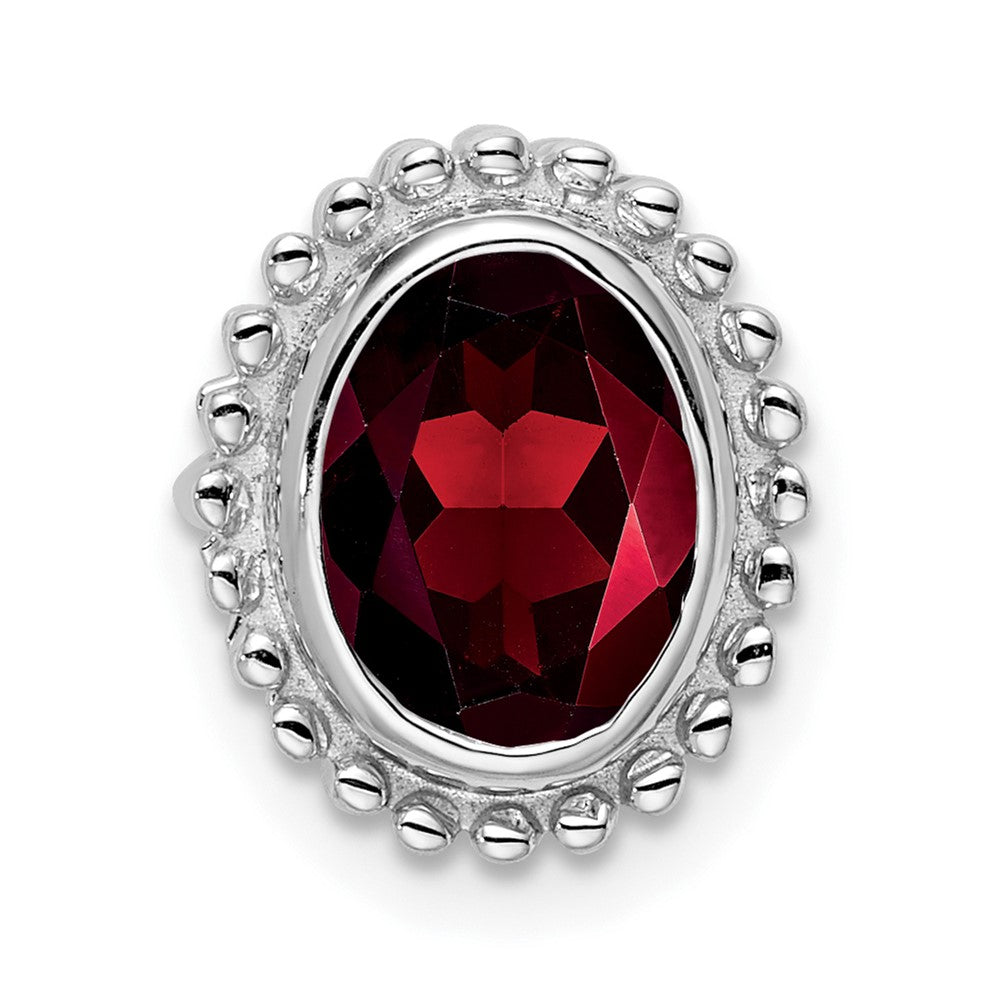 10k white gold oval garnet chain slide pm7202 ga 1w