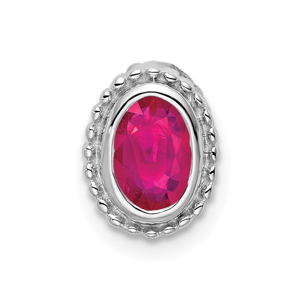 14k white gold oval ruby chain slide pm7202 ru w