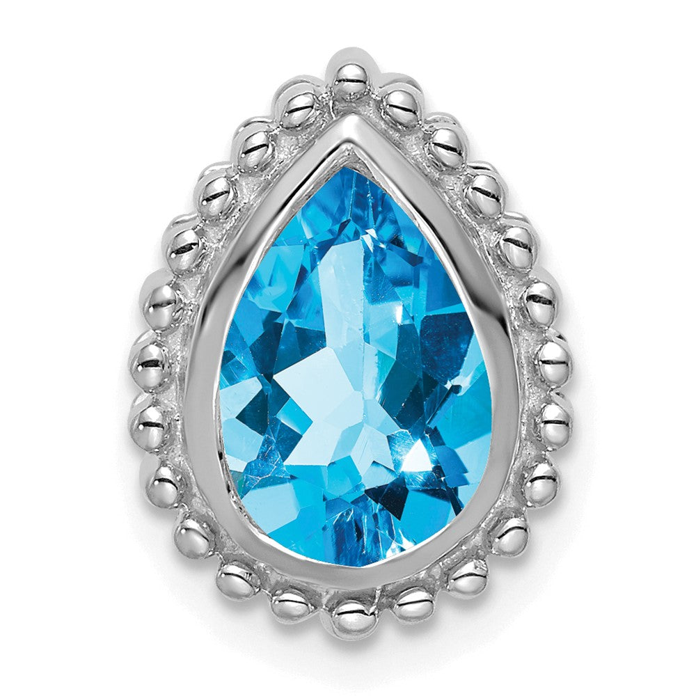 14k white gold pear blue topaz chain slide pm7203 bt w