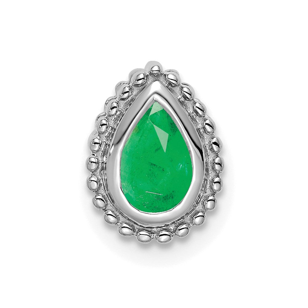 14k white gold pear emerald chain slide pm7203 em w