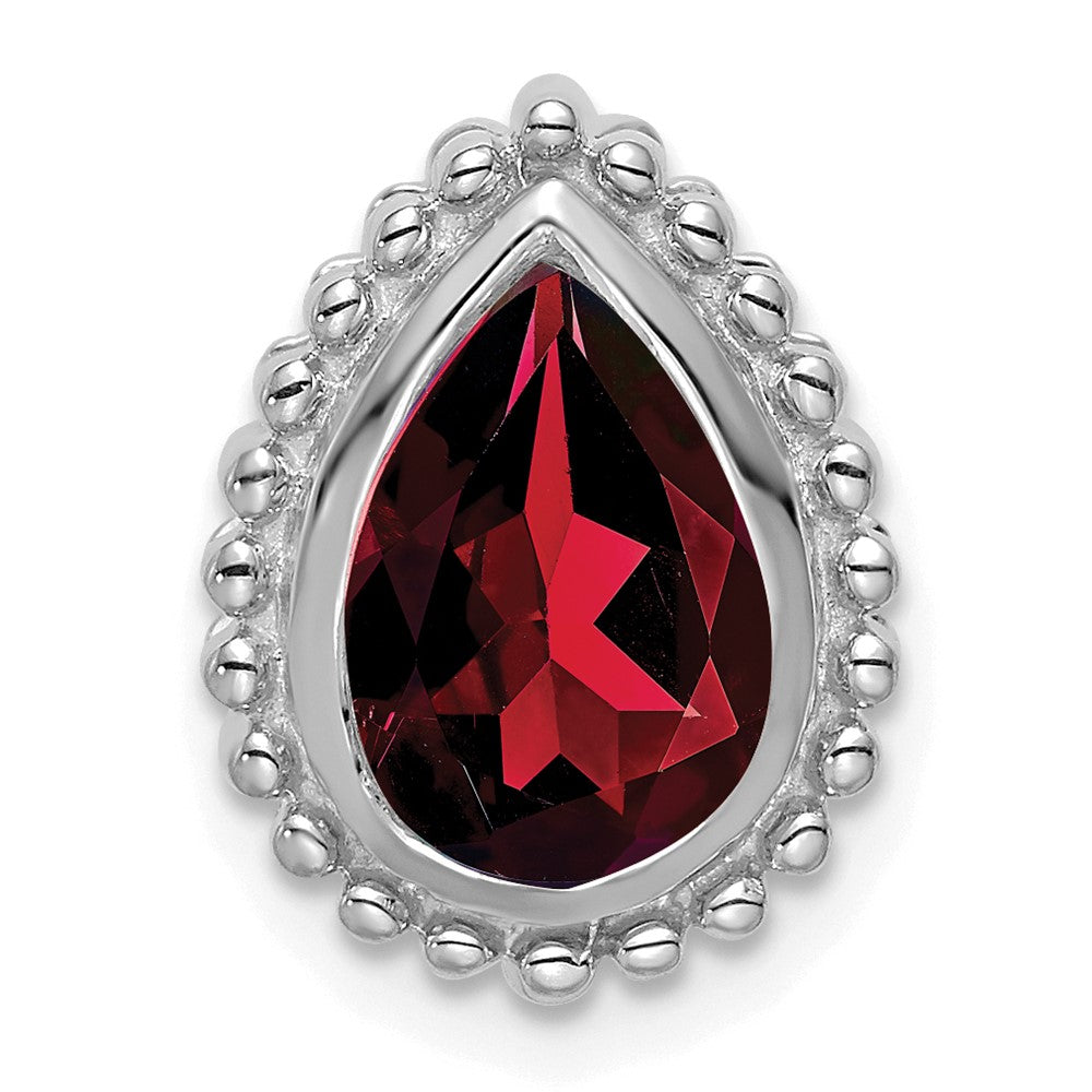 14k white gold pear garnet chain slide pm7203 ga w