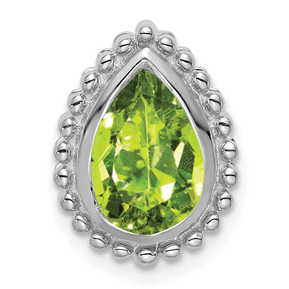 14k white gold pear peridot chain slide pm7203 pe w