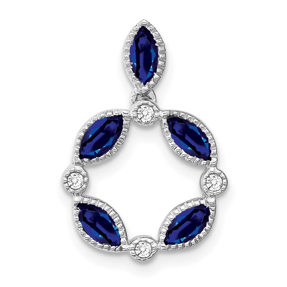 14k white gold marquise sapphire and real diamond pendant pm7206 sa 005 wa