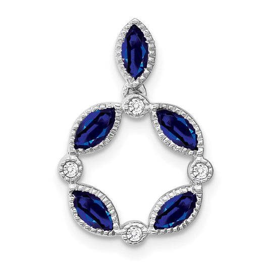 14k white gold marquise sapphire and real diamond pendant pm7206 sa 005 wa