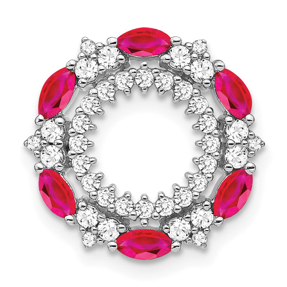 14k white gold ruby and real diamond circle chain slide pm7210 ru 052 wa