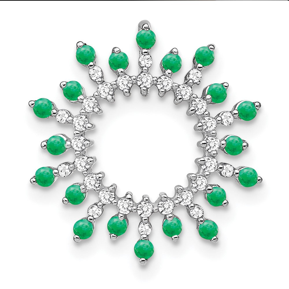 14k white gold emerald and real diamond snowflake chain slide pm7211 em 021 wa