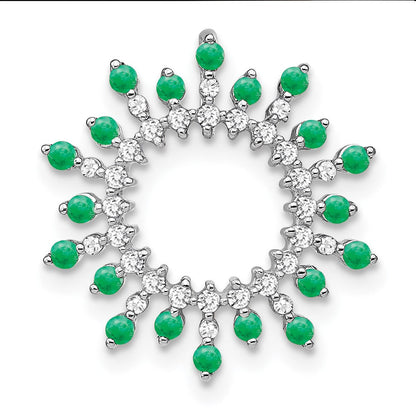 14k white gold emerald and real diamond snowflake chain slide pm7211 em 021 wa