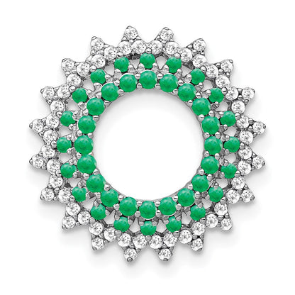 14k white gold emerald and real diamond sunburst chain slide pm7212 em 034 wa