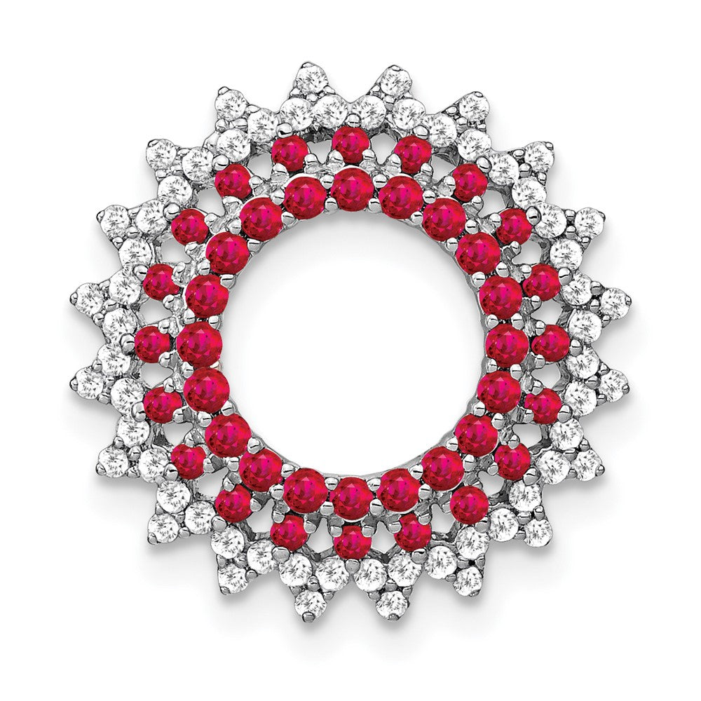 14k white gold ruby and real diamond sunburst chain slide pm7212 ru 034 wa