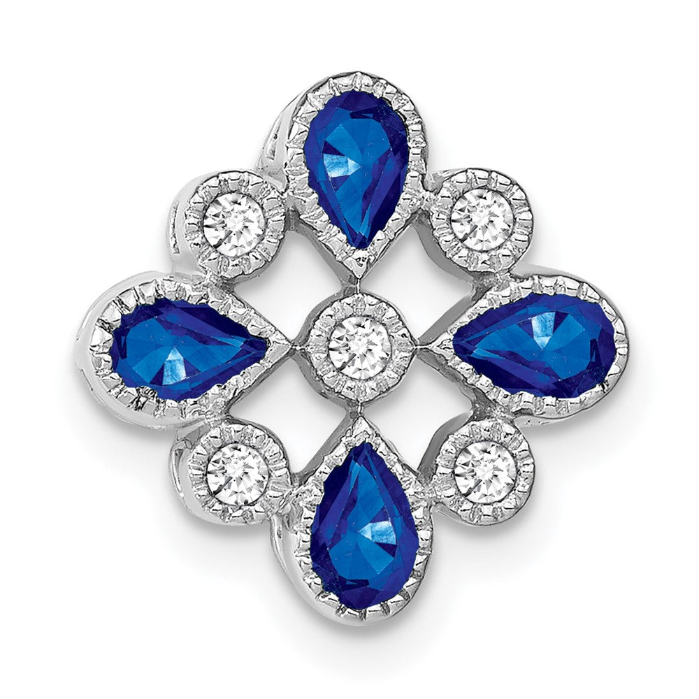 14k white gold sapphire and real diamond chain slide pm7218 sa 010 wa