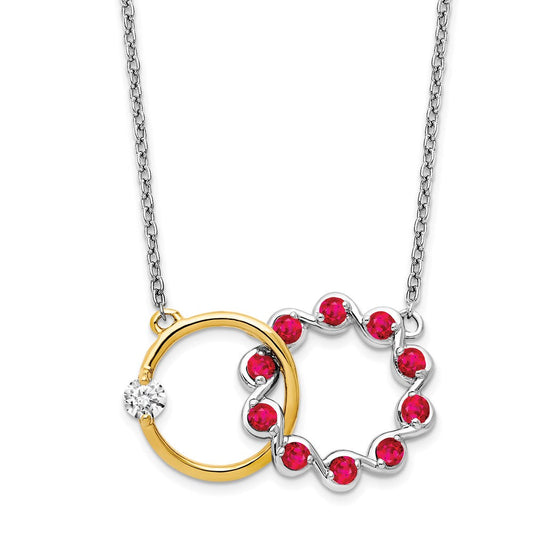 14k two tone gold ruby and real diamond 18in circles necklace pm7220 ru 012 wya