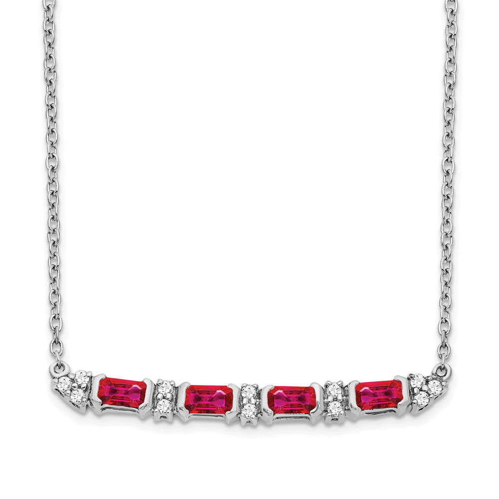 14k white gold ruby and real diamond 18in bar necklace pm7225 ru 010 wa