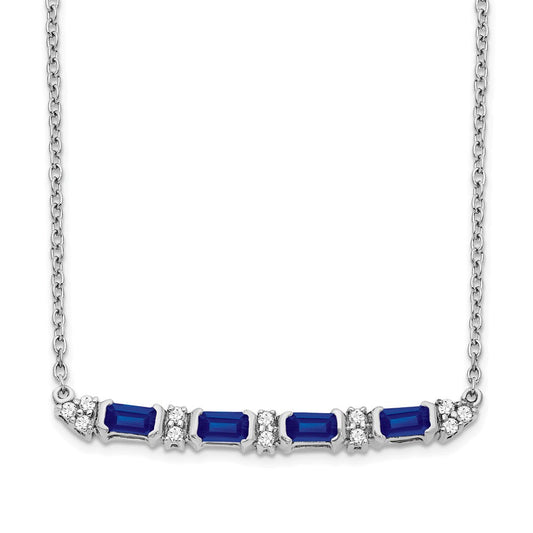 14k white gold sapphire and real diamond 18in bar necklace pm7225 sa 010 wa