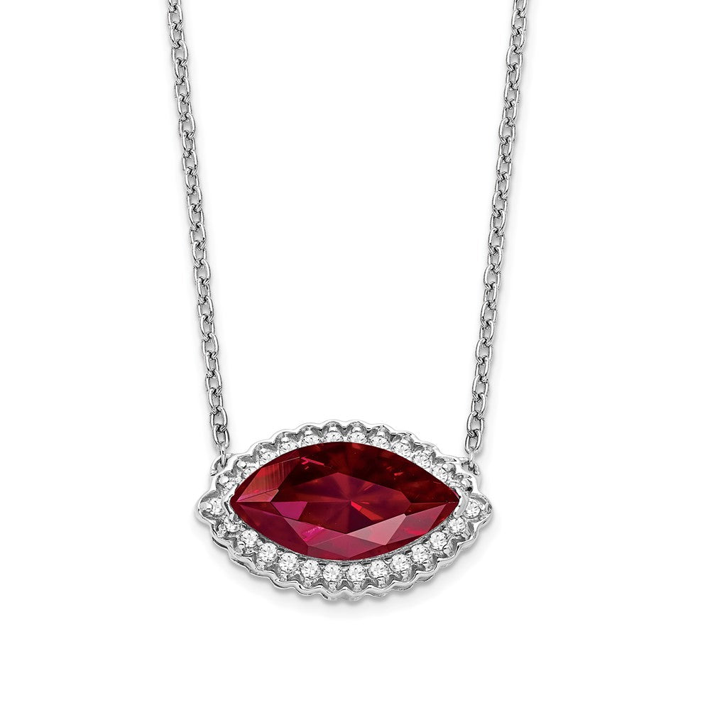 14k white gold marquise created ruby real diamond 18in halo necklace pm7229 ru 016 wa