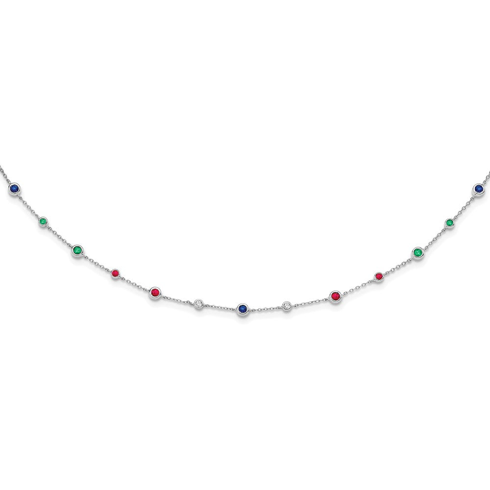 14k white gold ruby sapph emerald wht topaz 18in station necklace pm7252 rse w