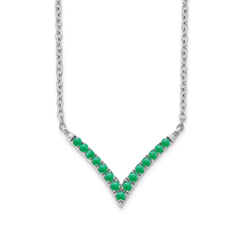14k white gold emerald 18in v necklace pm7255 em w