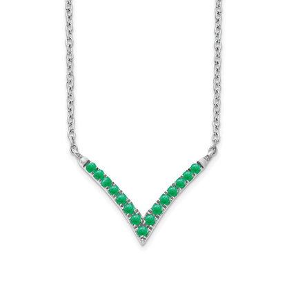 14k white gold emerald 18in v necklace pm7255 em w