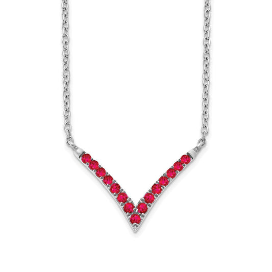 14k white gold ruby 18in v necklace pm7255 ru w