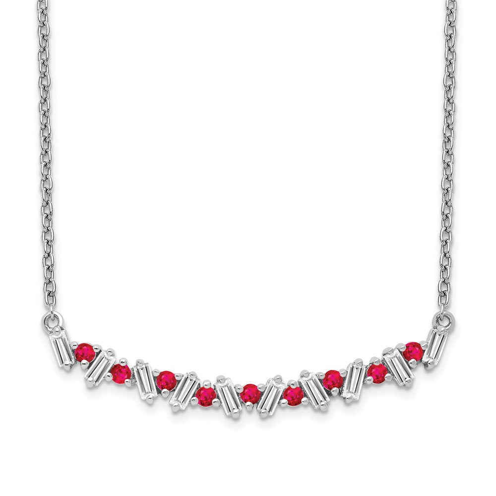 14k white gold ruby and real diamond 18in bar necklace pm7256 ru 020 wa