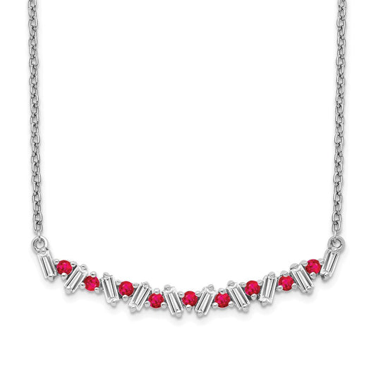 14k white gold ruby and real diamond 18in bar necklace pm7256 ru 020 wa