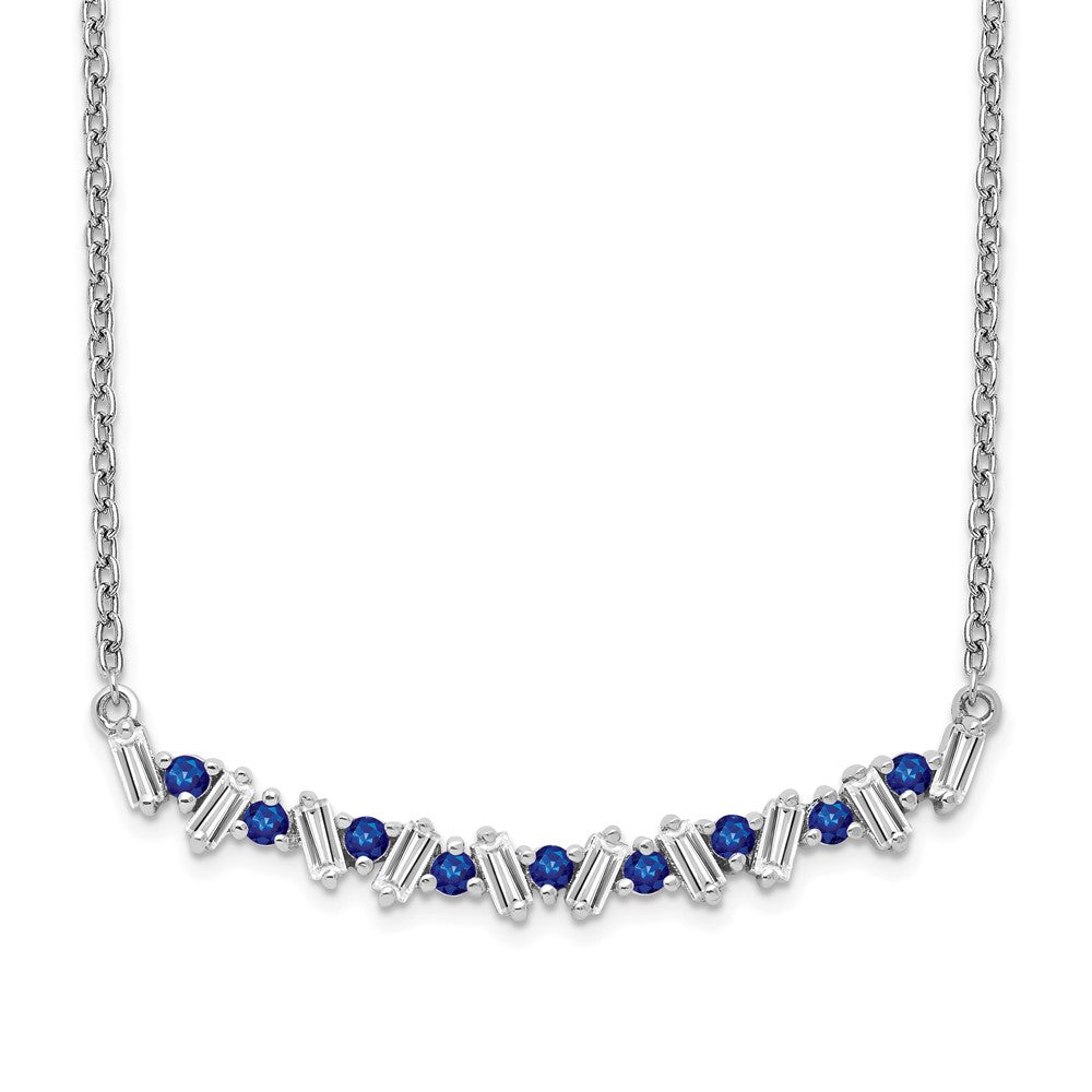 14k white gold sapphire and real diamond 18in bar necklace pm7256 sa 020 wa