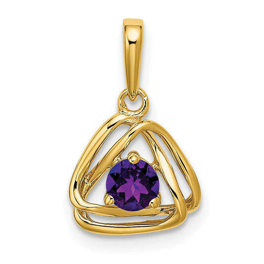 14k yellow gold amethyst triangle pendant pm7395 am y