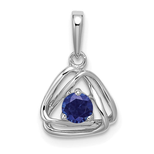 14k white gold created sapphire triangle pendant pm7395 csa w