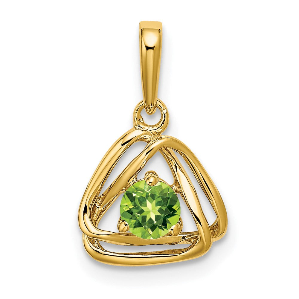 14k yellow gold peridot triangle pendant pm7395 pe y