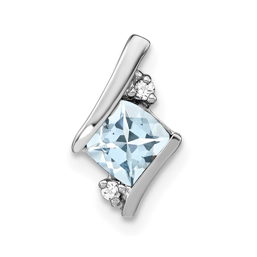 sterling silver antique cushion aquamarine and real diamond pendant pm7398 aq 002 ssa