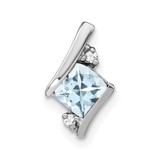 sterling silver antique cushion aquamarine and real diamond pendant pm7398 aq 002 ssa