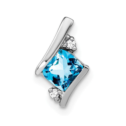 sterling silver antique cushion blue topaz and real diamond pendant pm7398 bt 002 ssa