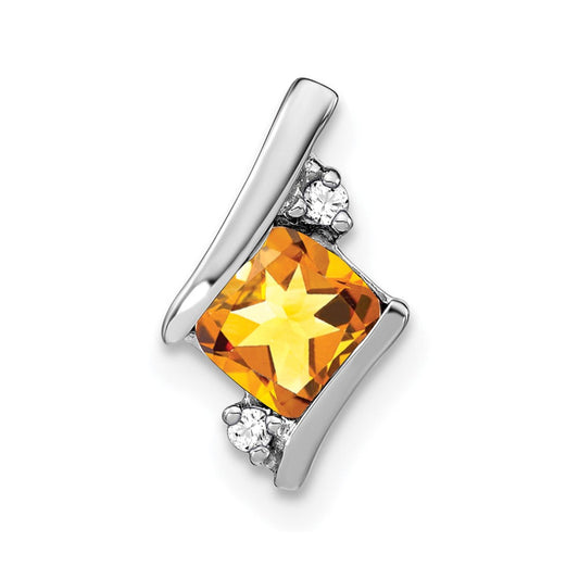 sterling silver antique cushion citrine and real diamond pendant pm7398 ci 002 ssa