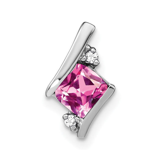 sterling silver antique cushion cr pink sapphire and real diamond pendant pm7398 cps 002 ssa