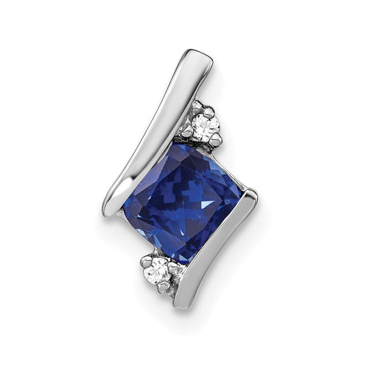 sterling silver antique cushion cr sapphire and real diamond pendant pm7398 csa 002 ssa